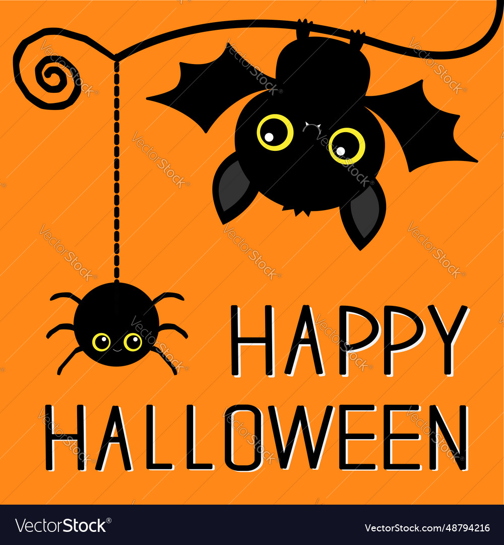 Happy halloween cute hanging bat spider on dash