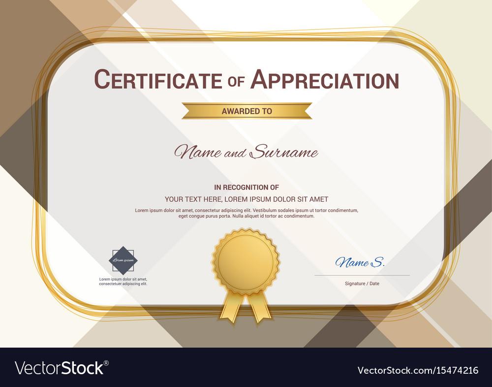 Modern certificate appreciation template Vector Image