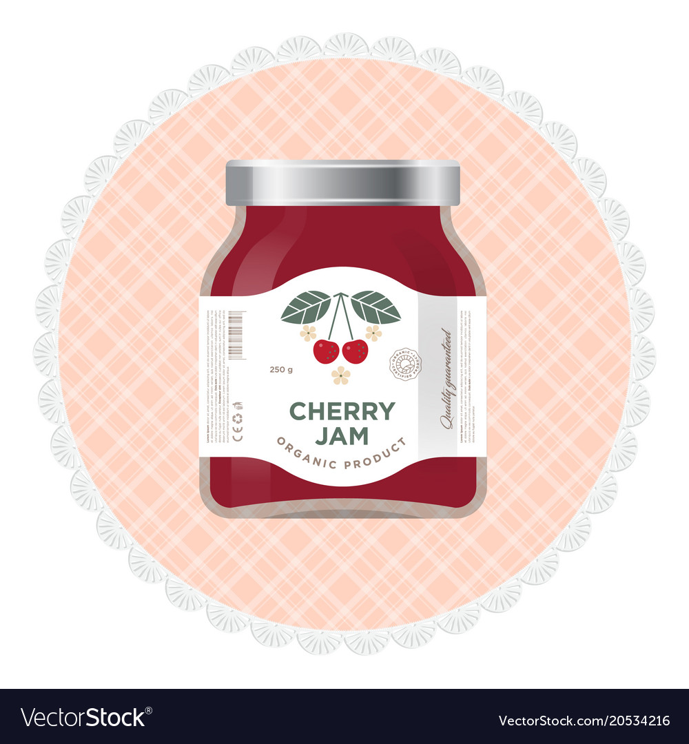 Packaging cherry jam label