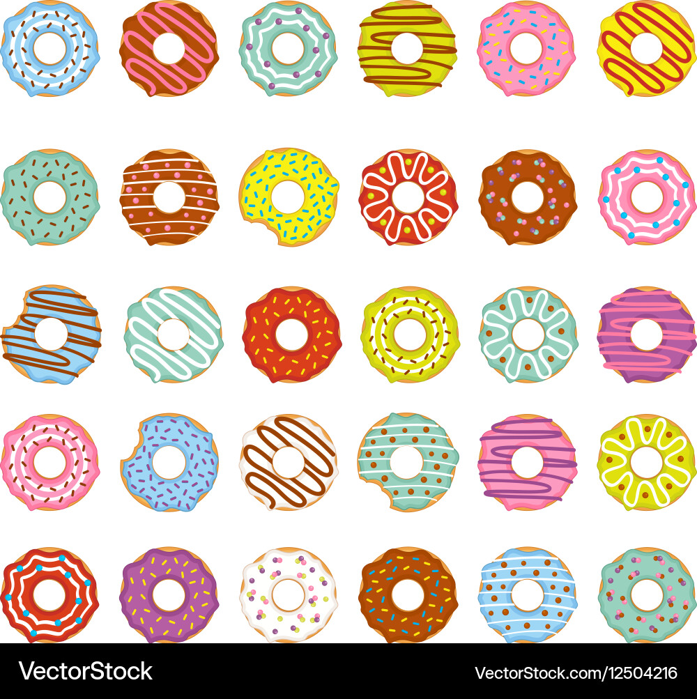 Set isolated donuts Royalty Free Vector Image - VectorStock