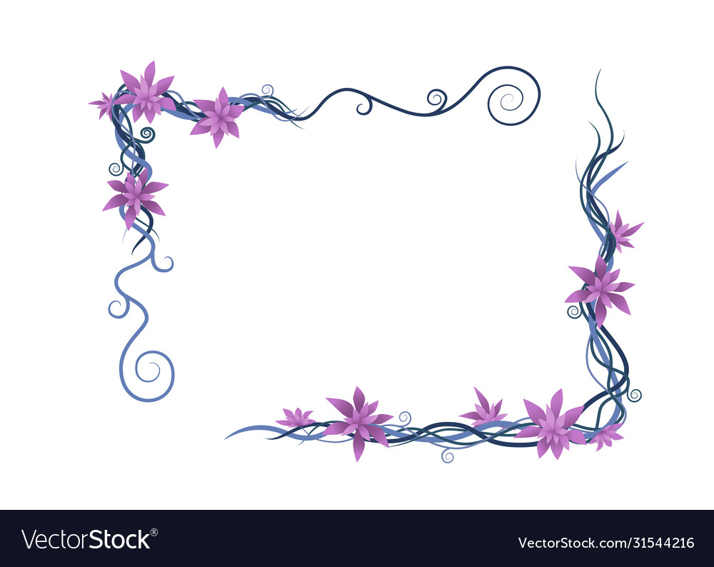 Vine plant abstract purple wild branches frame Vector Image