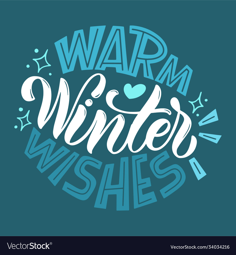 Winter and new year card lettering design elements