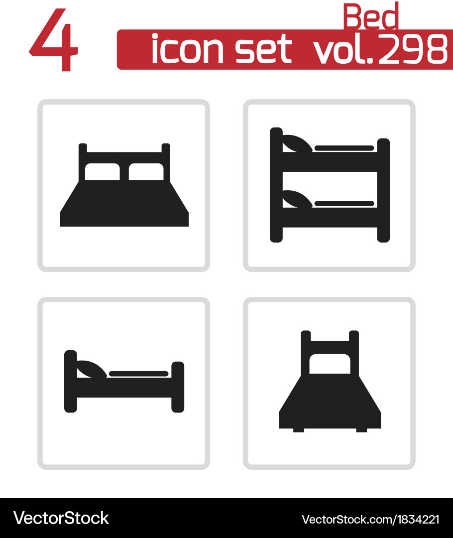 Black bed icons set Royalty Free Vector Image - VectorStock