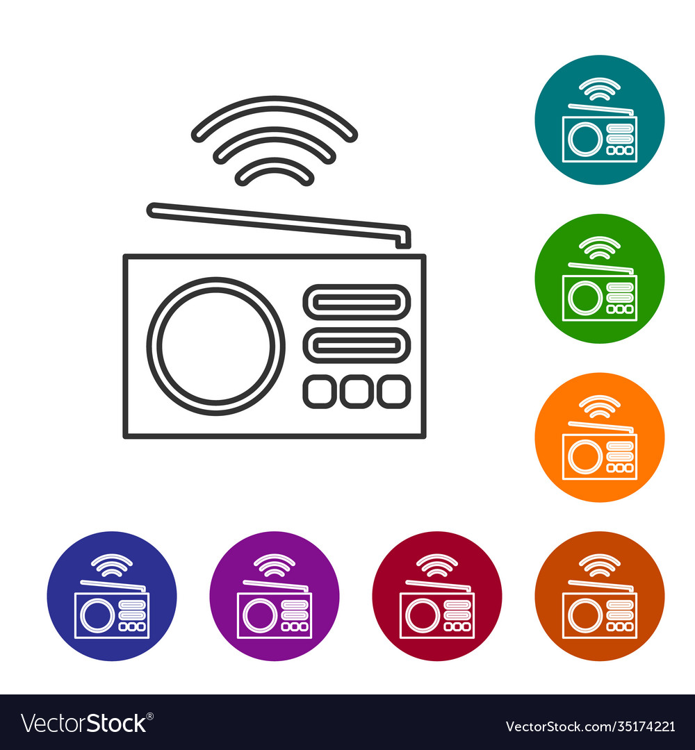 Black line smart radio system icon isolated