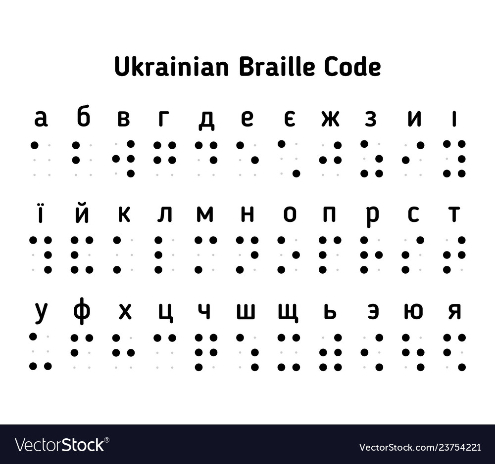 Braille Ukrainian Alphabet Letters Royalty Free Vector Image