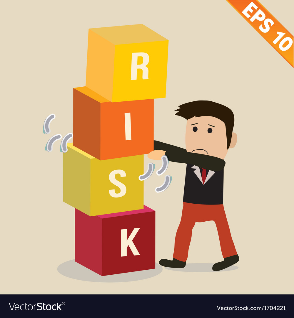 Cartoon businessman with risk management concept Vector Image