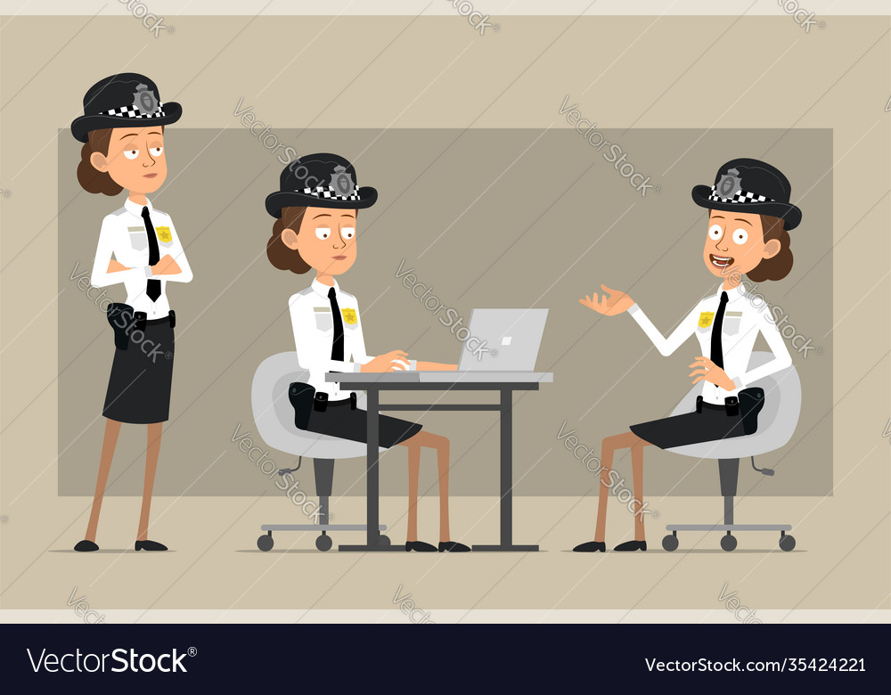 Cartoon flat british policeman girl character set Vector Image