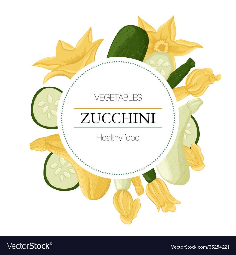 Courgettes and zucchini flowers round