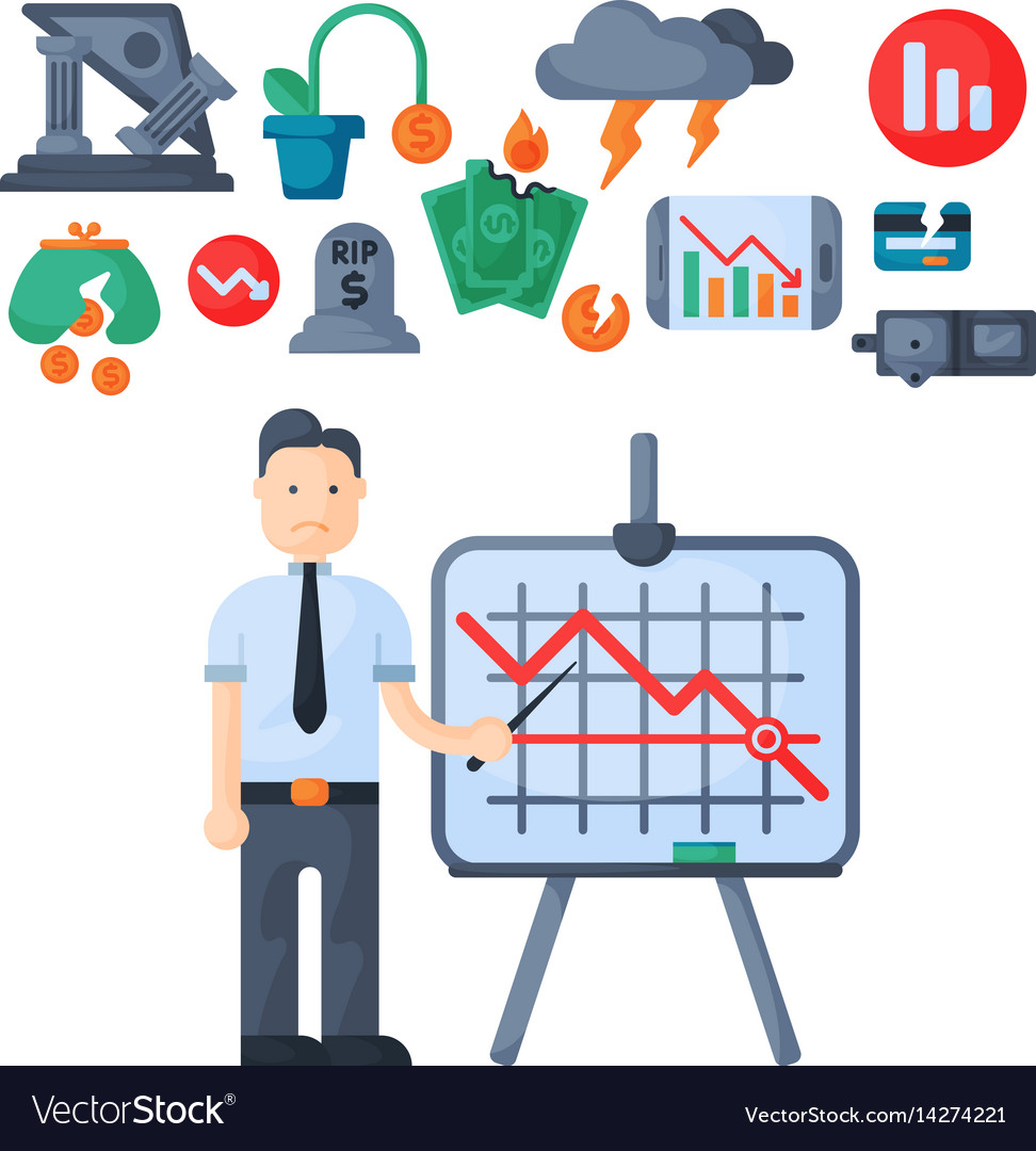 Crisis Symbols Concept Problem Economy Banking Vector Image