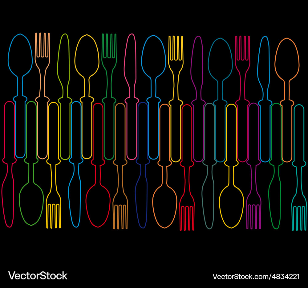 Cutlery color background menu Royalty Free Vector Image