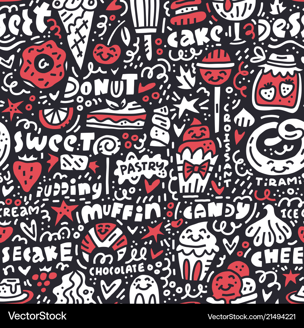 Desserts seamless pattern Royalty Free Vector Image