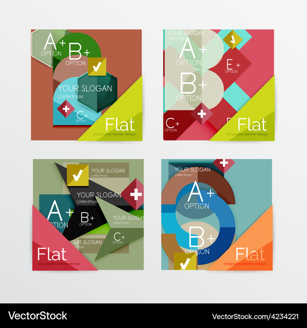 Flat design square shape infographic banner Vector Image