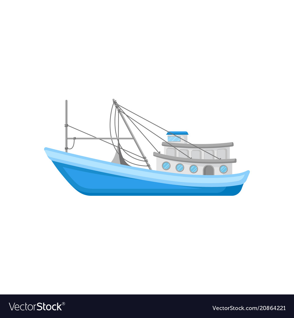 Flat icon large commercial fishing boat Royalty Free Vector