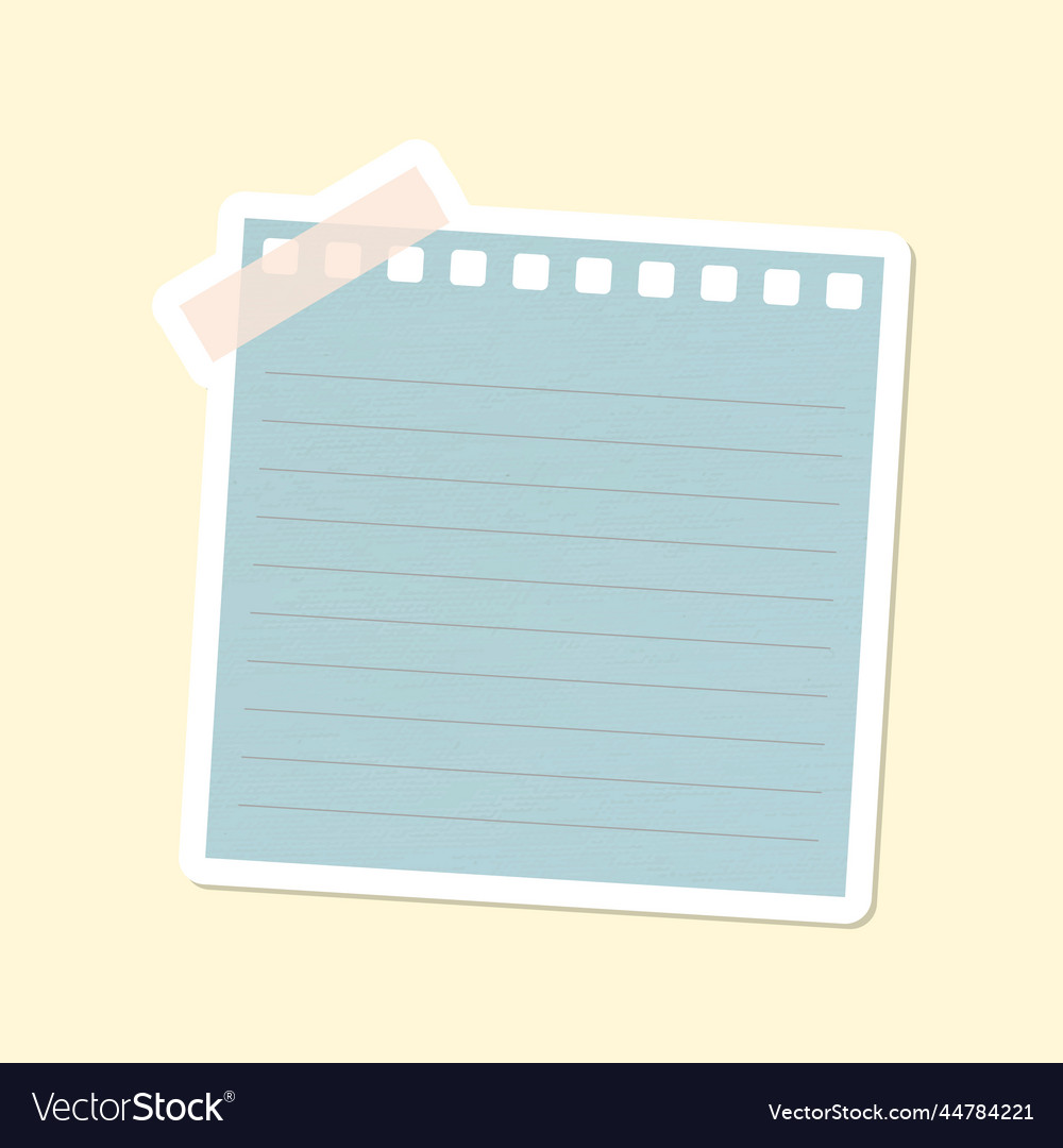 Grayish blue lined notepaper journal sticker Vector Image