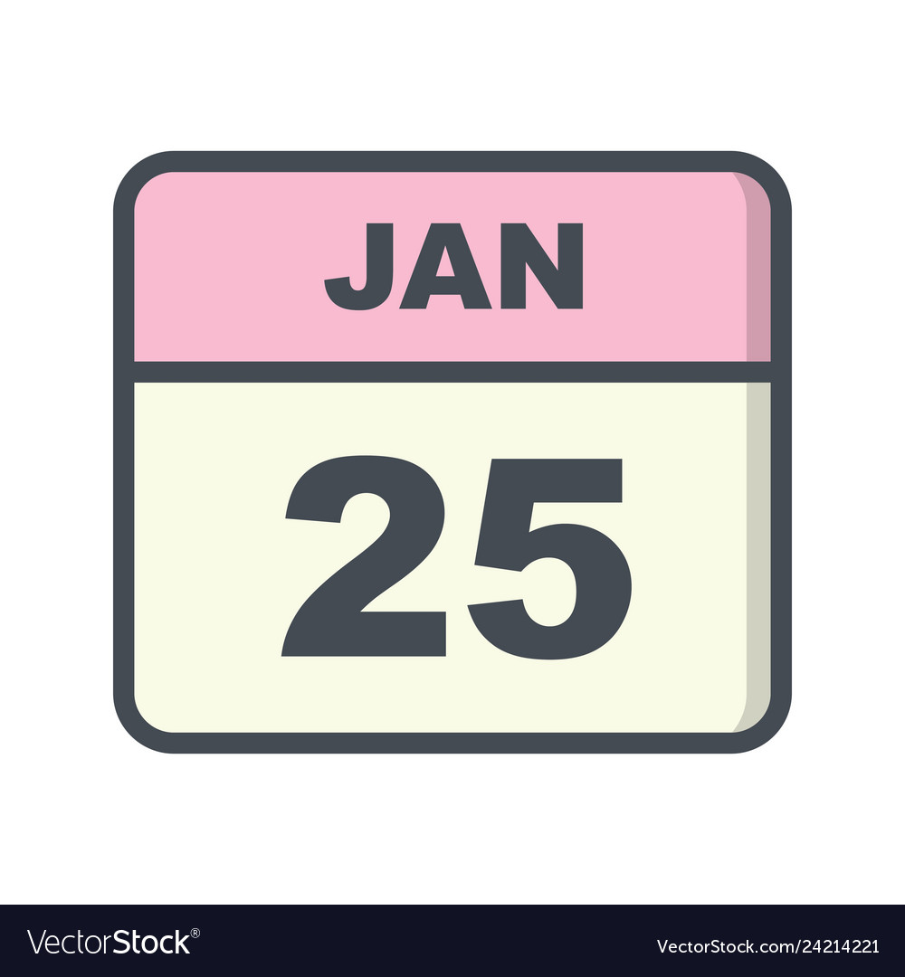 January 25th date on a single day calendar