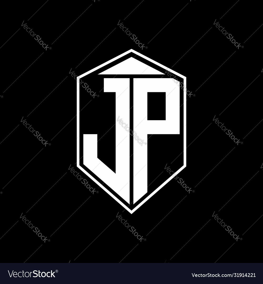 Jp logo monogram with emblem shape combination