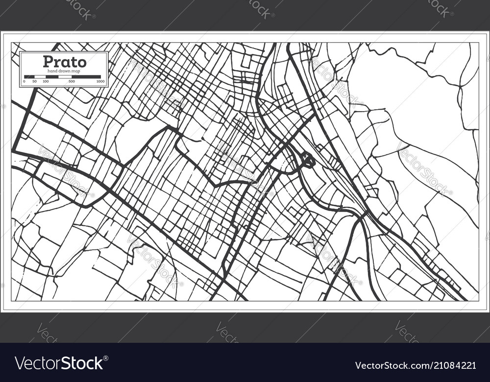 Prato italy city map in retro style outline Vector Image