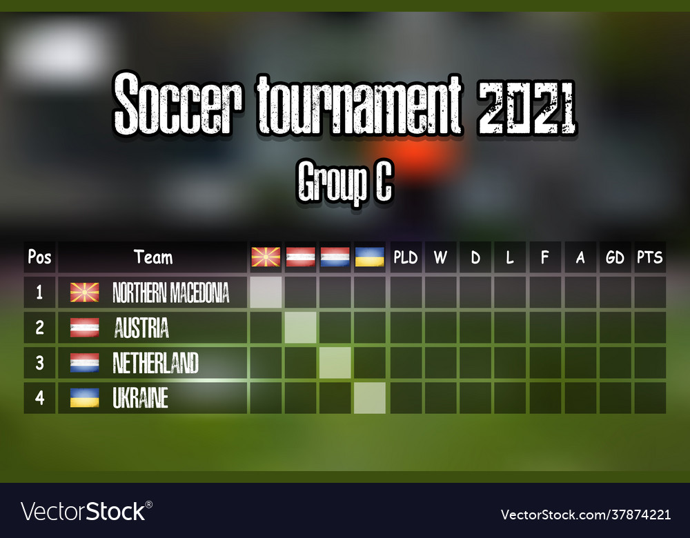 Soccer tournament 2021 standings group c Vector Image