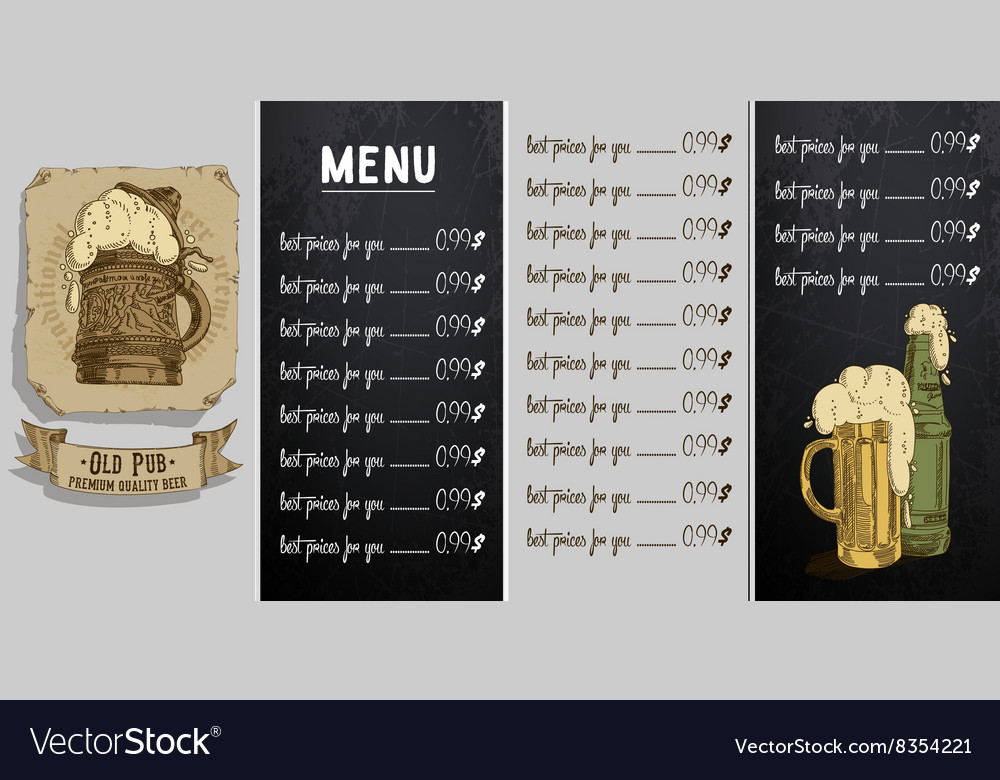 Template for restaurant menu