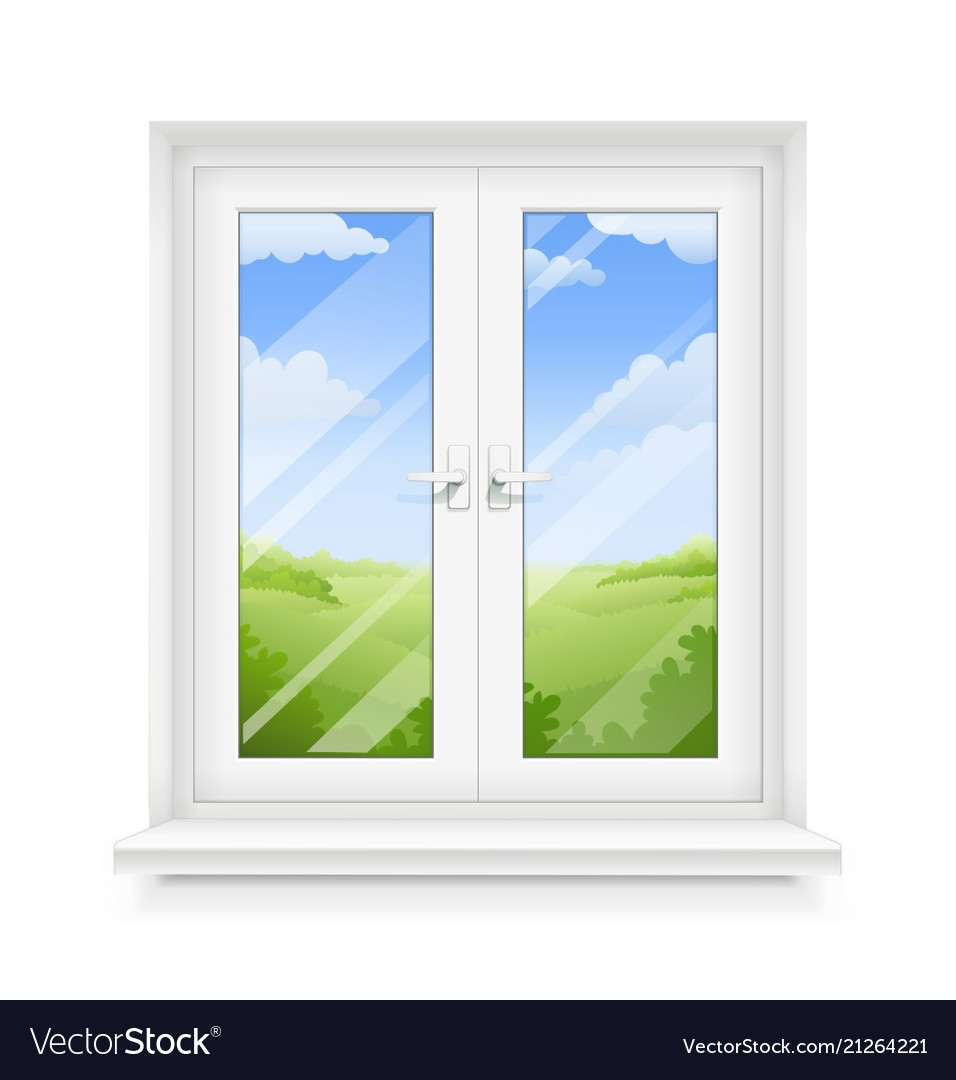 White classic plastic window Royalty Free Vector Image