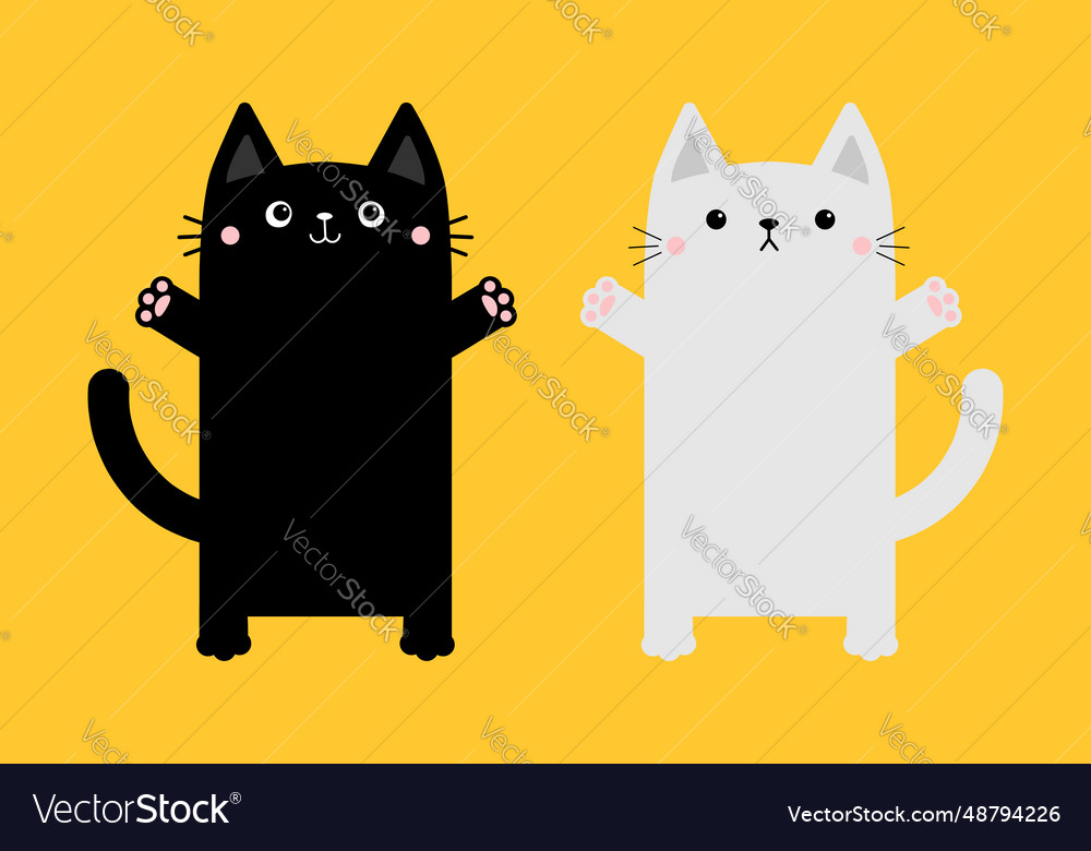 Black white square cat set ready for a hugging Vector Image