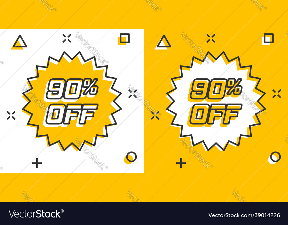 Cartoon discount sticker icon in comic style sale