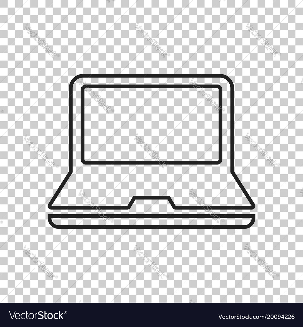 Computer notebook in line style monitor flat icon