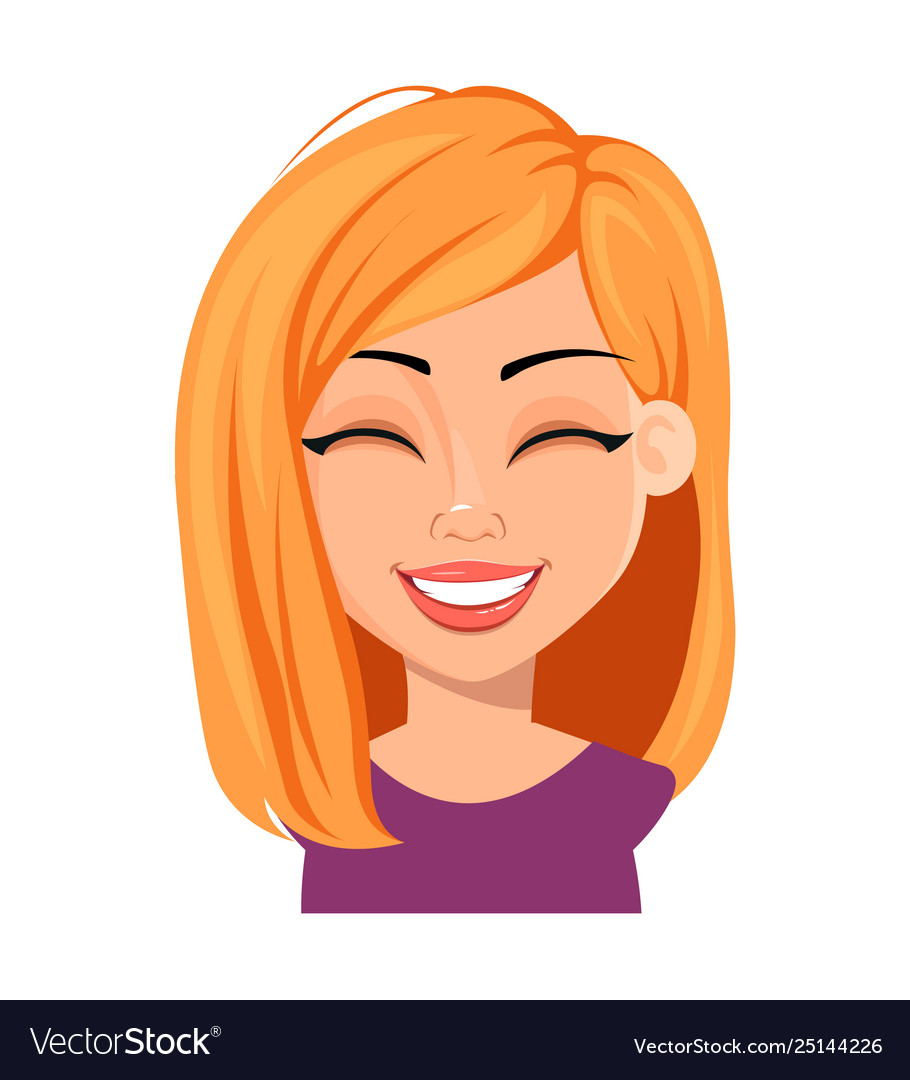 Facial Expression Cute Woman With Blonde Hair Vector Image