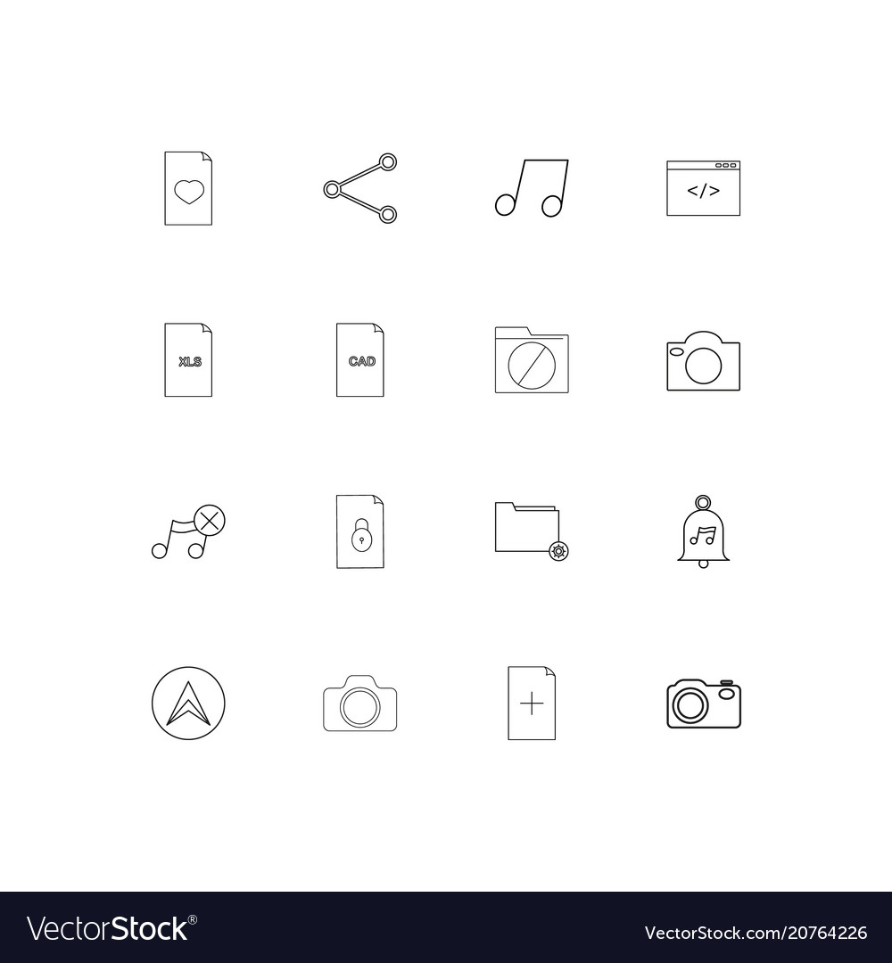 Files and folders sign linear thin icons set