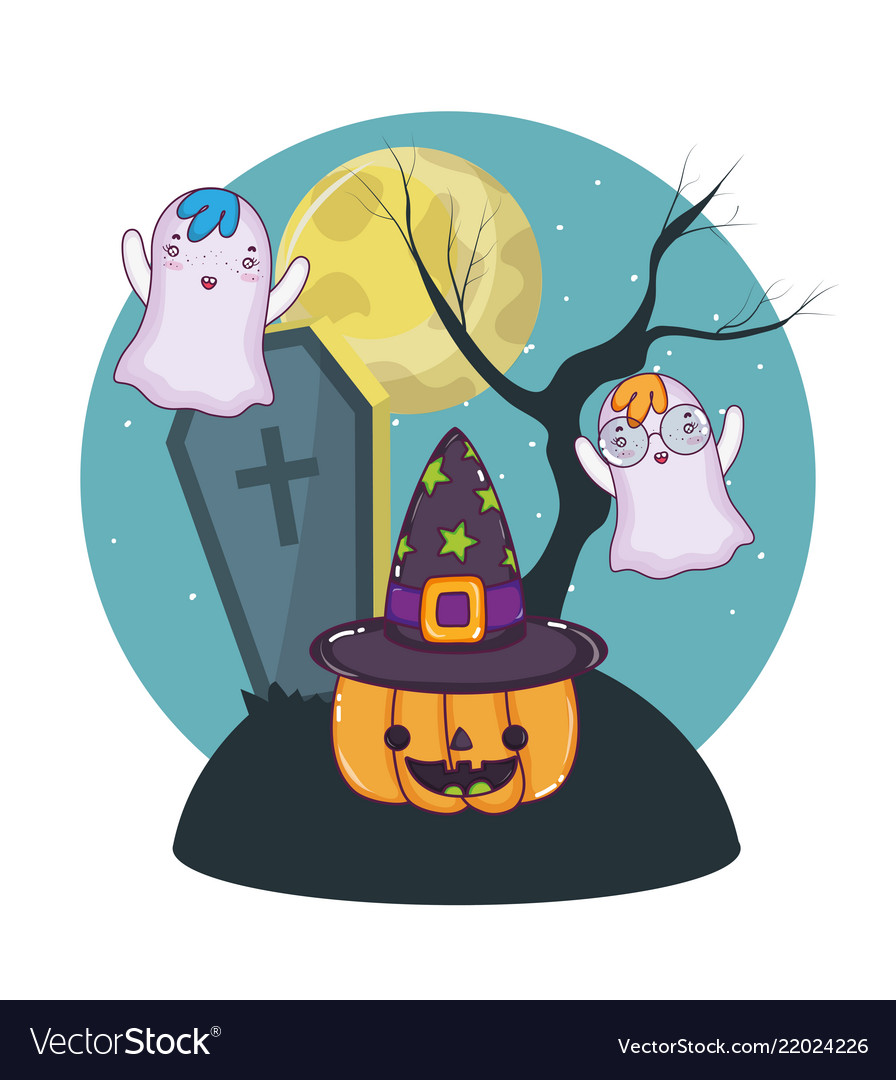 Halloween ghosts cartoons Royalty Free Vector Image