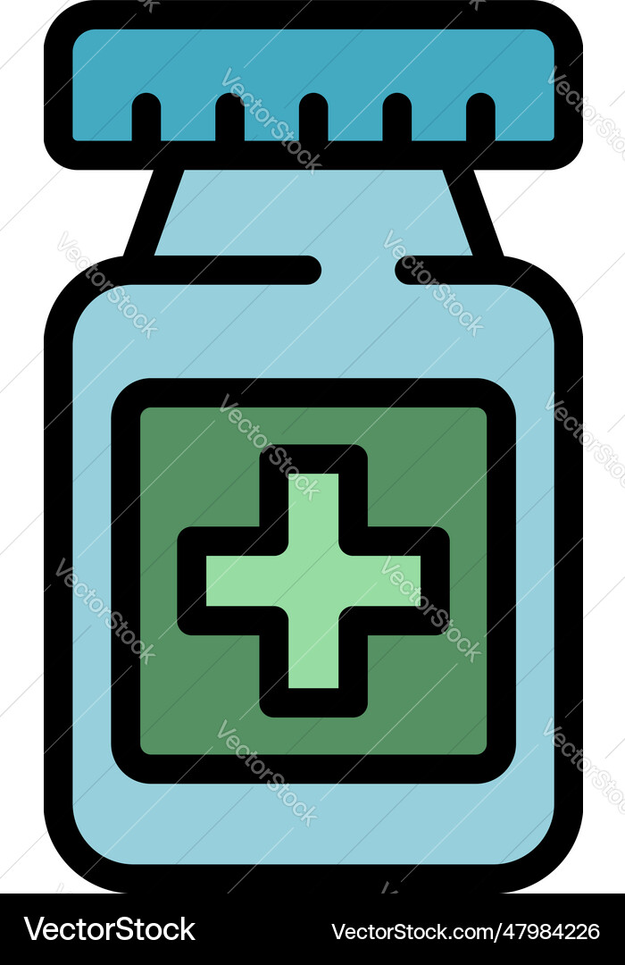 Pill specialist help icon flat Royalty Free Vector Image