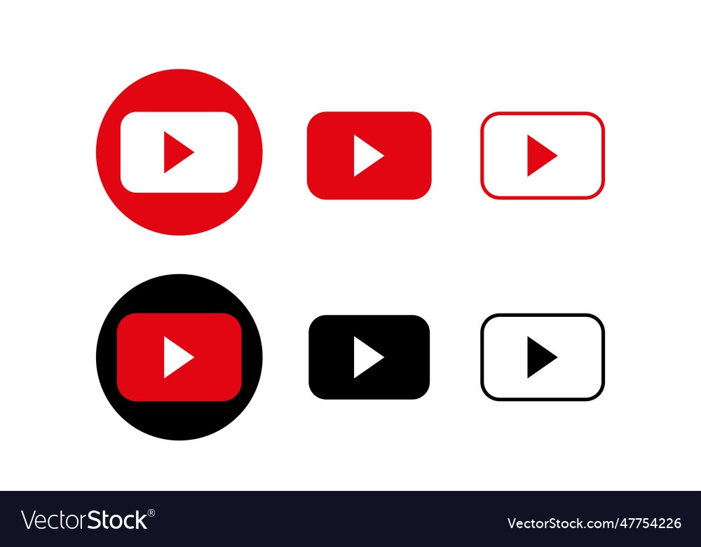 Red and black play button icon Royalty Free Vector Image