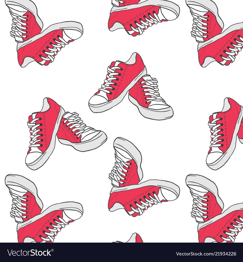 Seamless pattern with red sneakers Royalty Free Vector Image