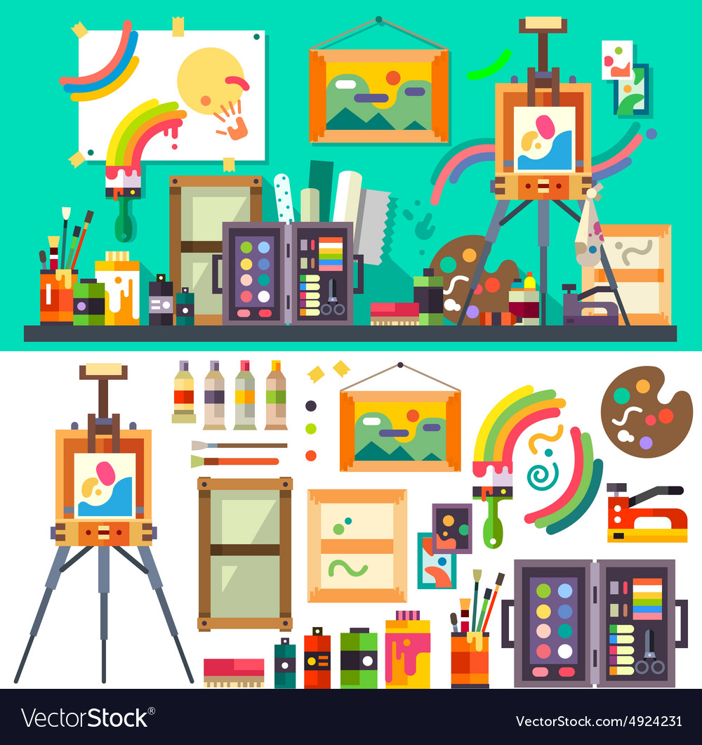 Art Studio Tools For Creativity And Design Vector Image Art Studio Tools For Creativity And Design Vector Image