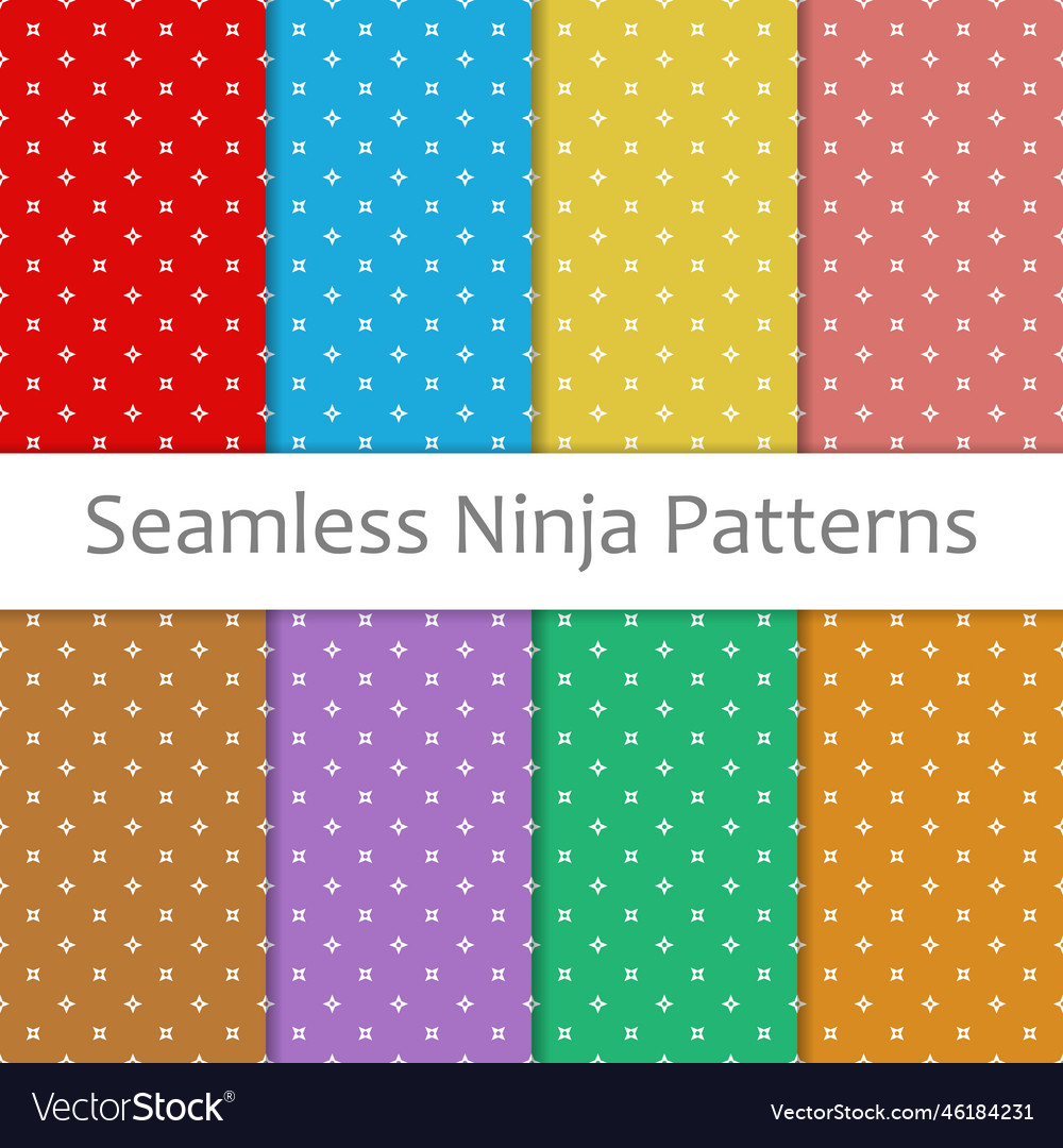 Colorful seamless ninja patterns set