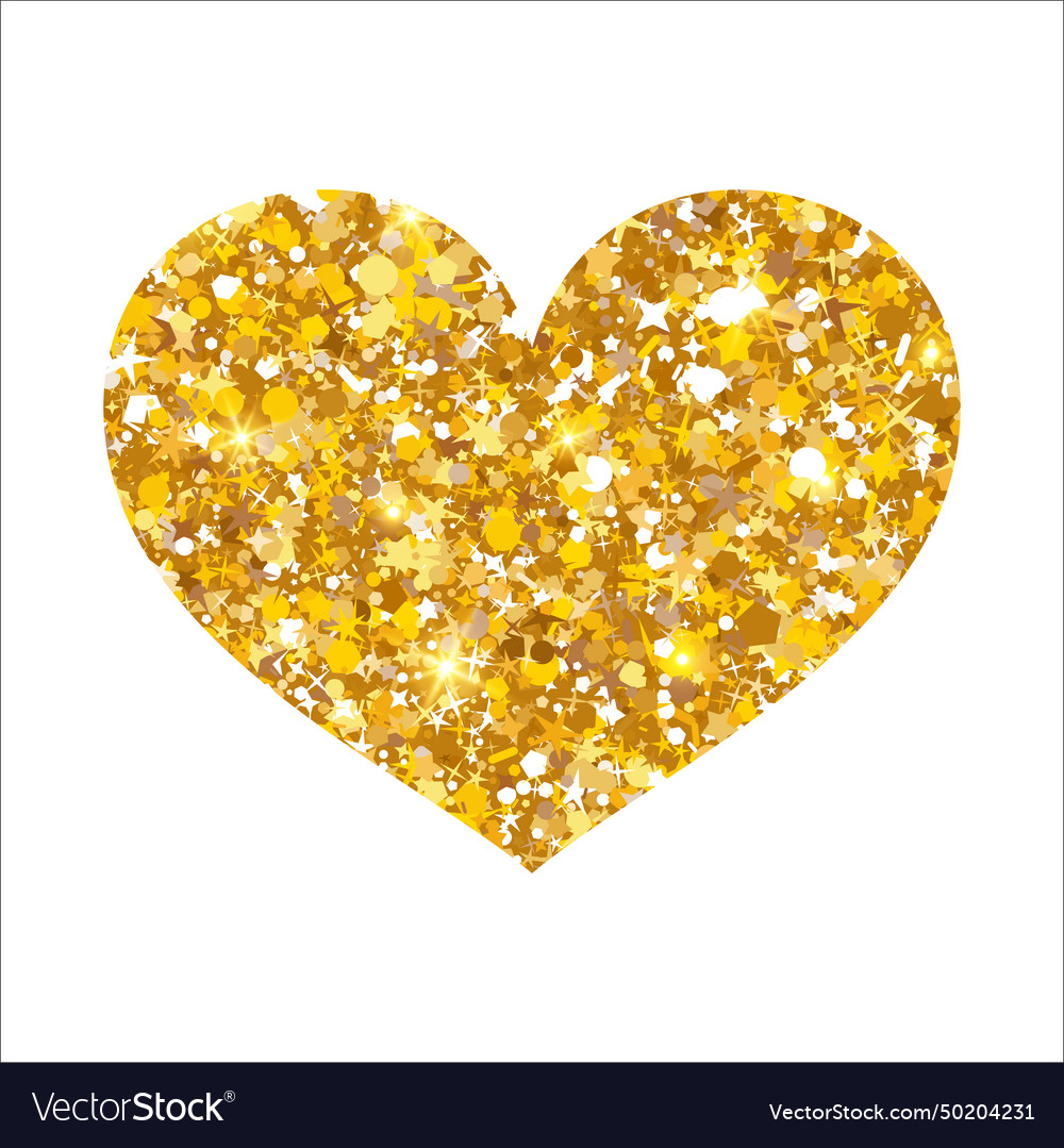 Gold glitter heart luxury shimmer shape Royalty Free Vector