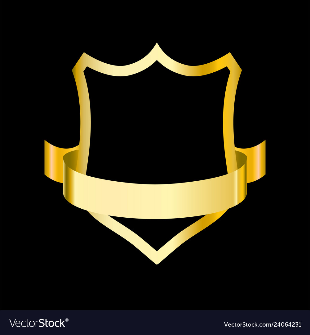 Golden shield with ribbon Royalty Free Vector Image