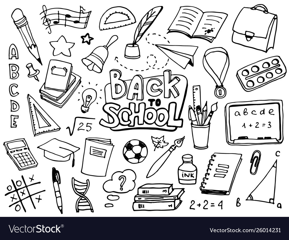 Hand drawn back to school doodle sketch Royalty Free Vector