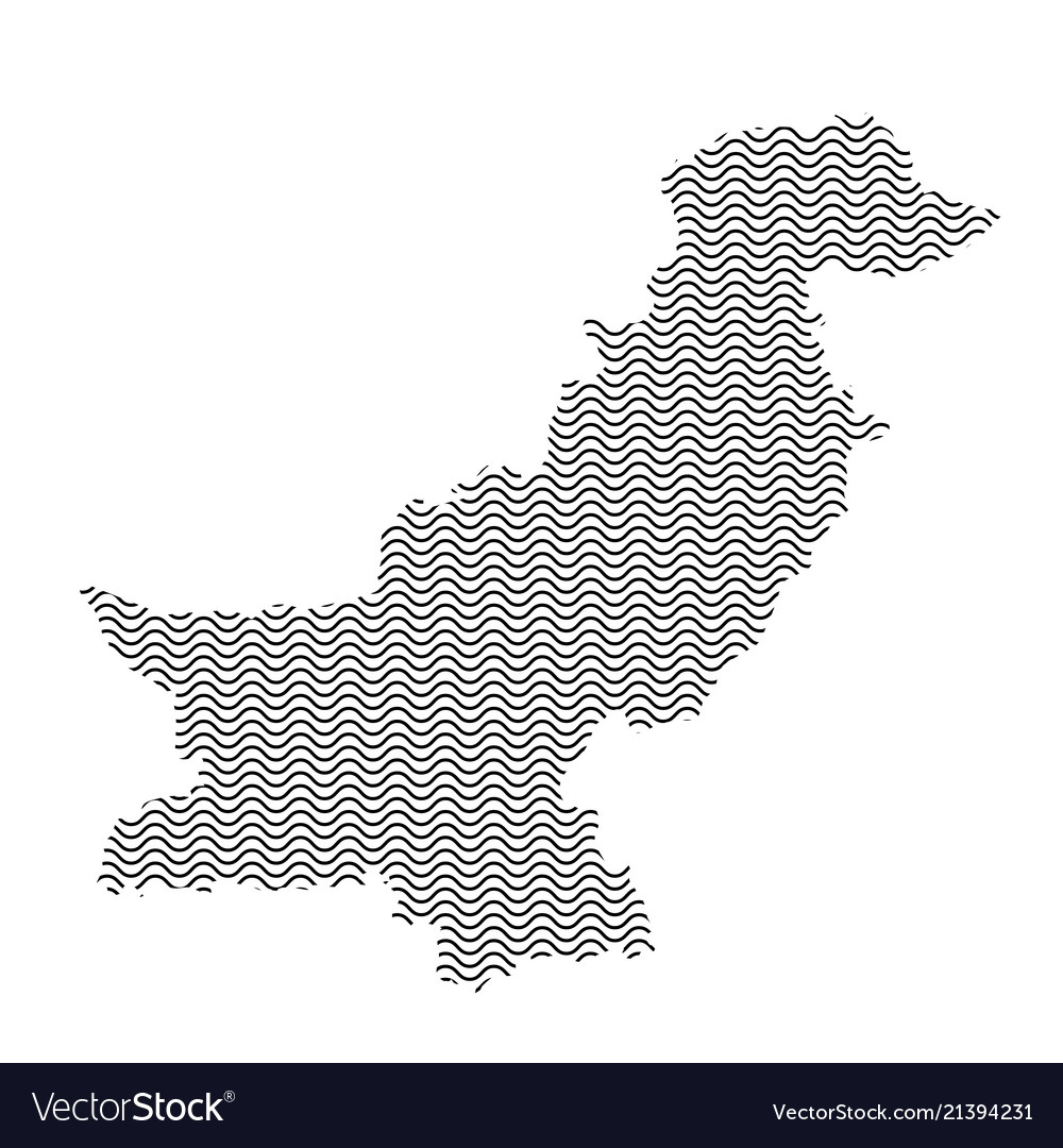 Pakistan map country abstract silhouette of wavy