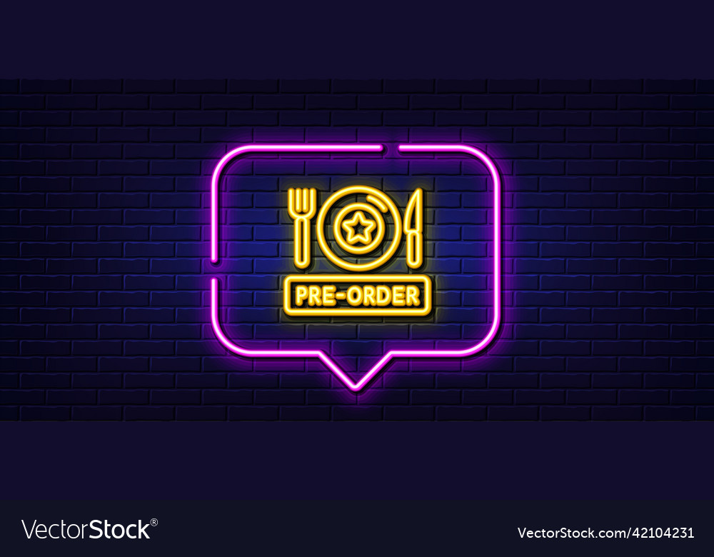 Pre-order food line icon order meal sign neon