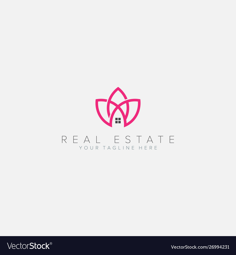 Real estate lotus and feminine logo designs line vector image