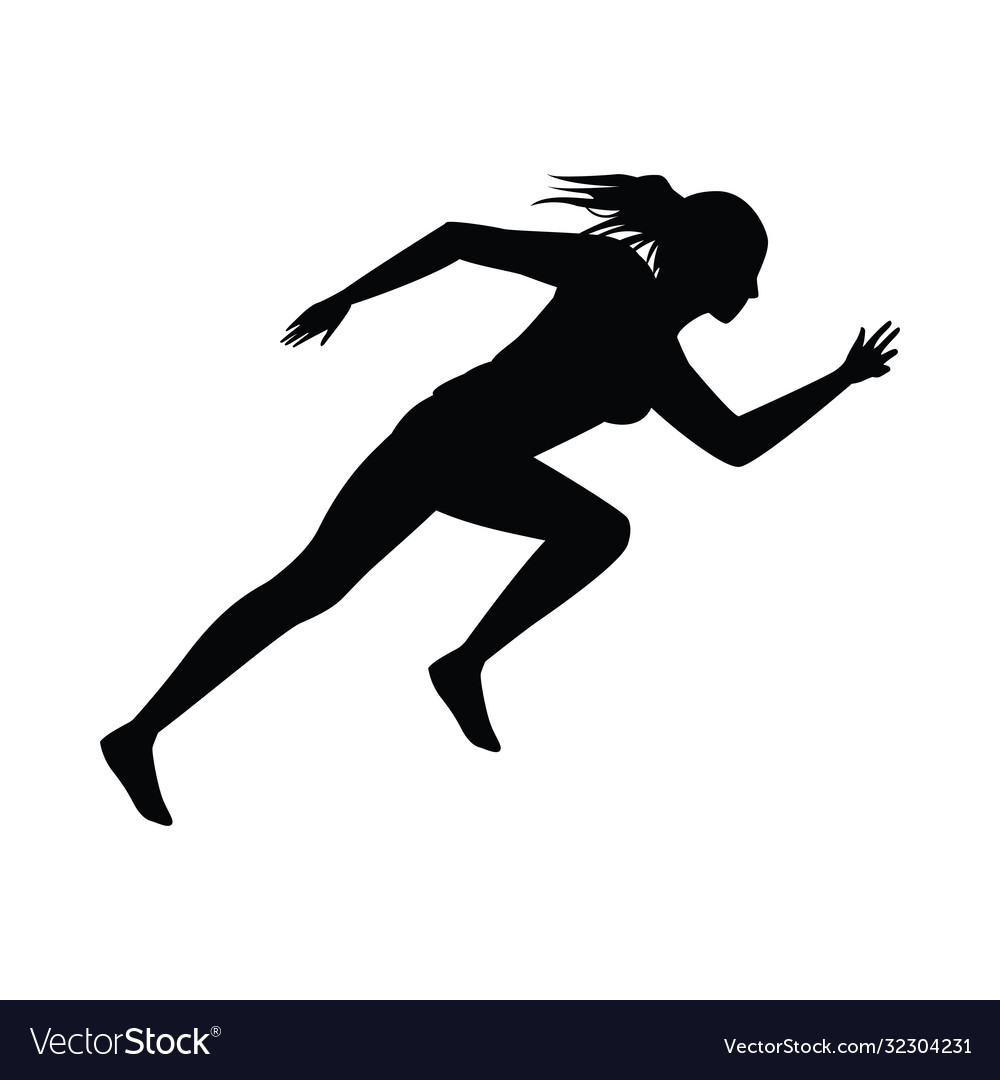 Silhouette athletic woman running Royalty Free Vector Image