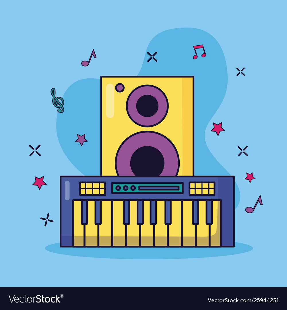 Synthesizer and speaker music colorful background