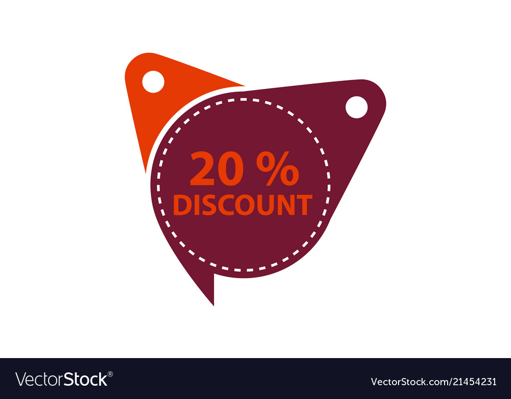 Tag discount label 20 percent Royalty Free Vector Image