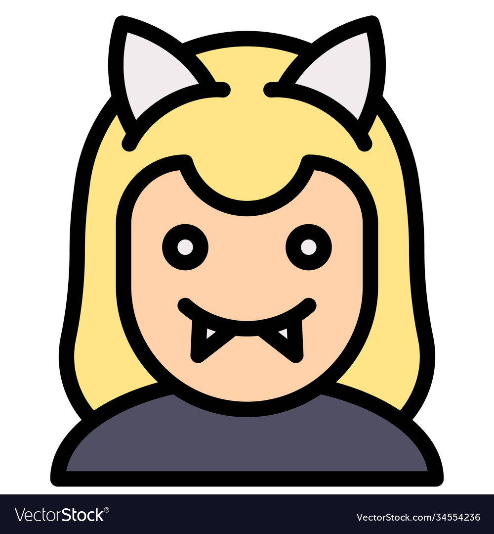 Cat girl avatar halloween costume icon Royalty Free Vector