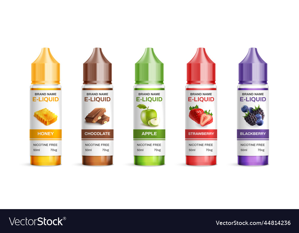 Flavored vape liquids set Royalty Free Vector Image