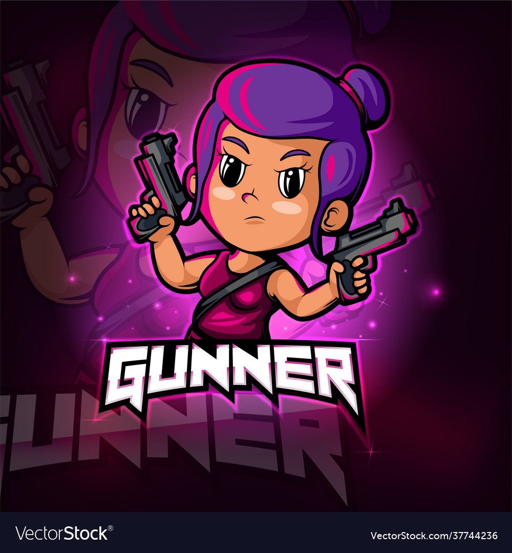 Gunner girl mascot esport logo design Royalty Free Vector