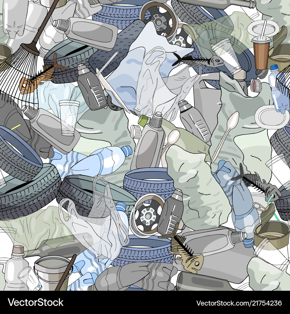 Seamless pattern with different kinds garbage Vector Image