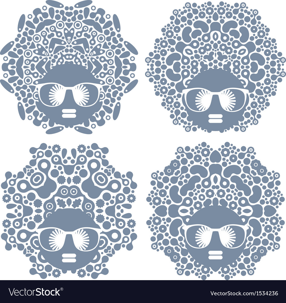 Set of four black head women Royalty Free Vector Image