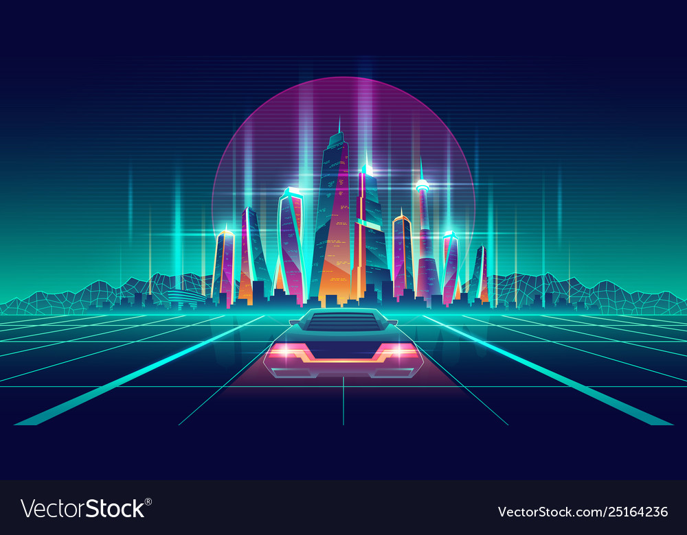 Virtual metropolis in digital simulation Vector Image